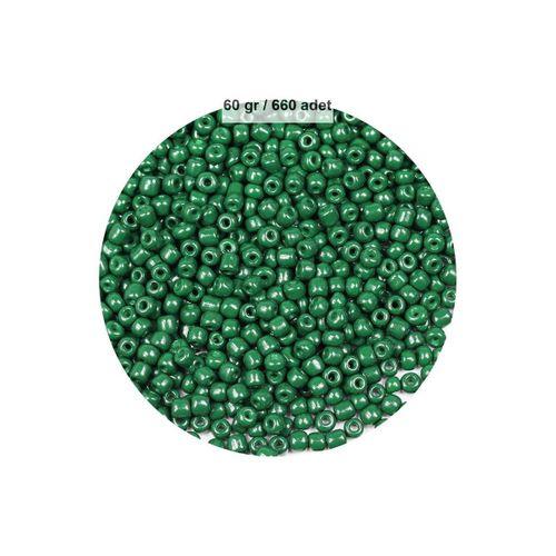 Koyu Yeşil Renk 4 mm Yaklaşık 660 adet / 60 gram Cam Boncuk Oya Yazma Bileklik ve Kolye
