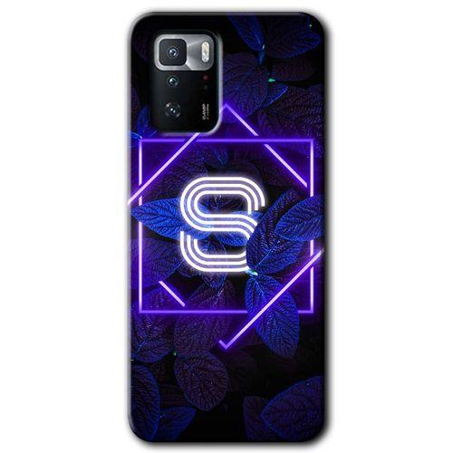 Poco x3 GT Kılıf Baskılı Kapak - Dark Neon Yaprak S Harfi +Tam Kaplayan Mat Seramik