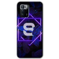 Poco x3 GT Kılıf Baskılı Kapak - Dark Neon Yaprak S Harfi +Tam Kaplayan Mat Seramik