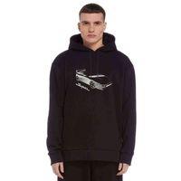 Supra Baskılı Siyah Erkek Kapşonlu Sweatshirt