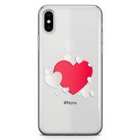 Apple iPhone XS Kılıf Üç Boyutlu Kalpler Arka Kapak Koruma Desenli Full Koruyucu