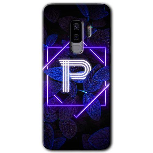 Samsung Galaxy S9 Plus Kılıf HD Desen Baskılı Arka Kapak - Dark Neon Yaprak P Harfi