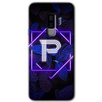 Samsung Galaxy S9 Plus Kılıf HD Desen Baskılı Arka Kapak - Dark Neon Yaprak P Harfi
