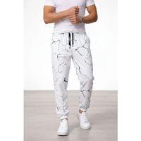 Erkek Dijital Baskılı Eşofman Altı Kışlık Üç İplik Şardonlu Kumaş Lastikli Paça, Cepli, Rahat Kalıp - Beyaz