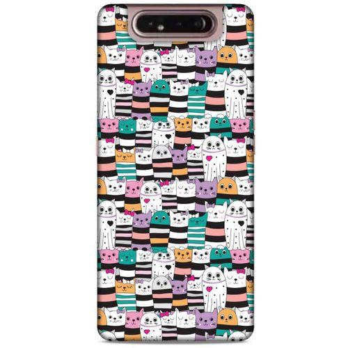 Lopard Samsung Galaxy A80 Uyumlu Kılıf Kediler (6) Silikon Kılıf Karışık Renkli