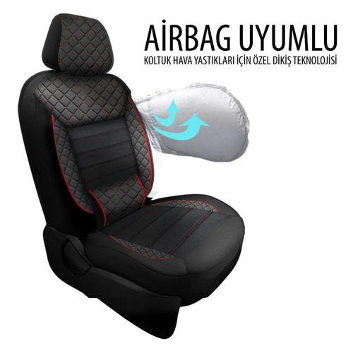 NiCe Shop Golem Serisi Taytüyü Kumaş Deri Detaylı Ortopedik Oto Koltuk Kılıfı 5li Tam Set