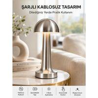 Şarjlı Kablosuz Mantar Masa Lambası Dokunmatik 3 Renk Led Modern Tasarım Yeni Nesil