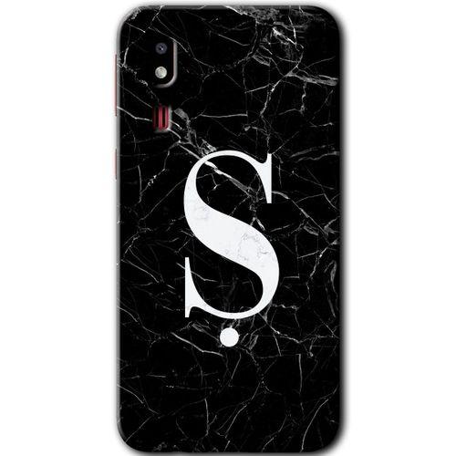 Galaxy A2 Core Kılıf HD Desen Baskılı Arka Kapak - Siyah Mermer Desenli Ş Harfi