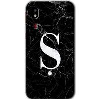 Galaxy A2 Core Kılıf HD Desen Baskılı Arka Kapak - Siyah Mermer Desenli Ş Harfi