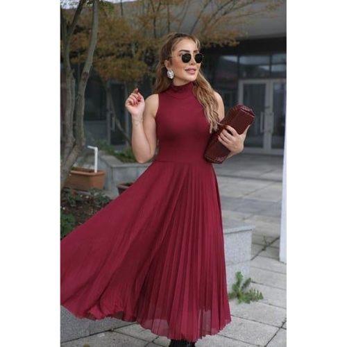 Kadın Triko Plise Ve Tül Detay Iki Parça Elbise