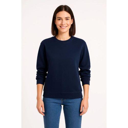 Üç İplik Düz Bisiklet Yaka SweatShirt - Lacivert