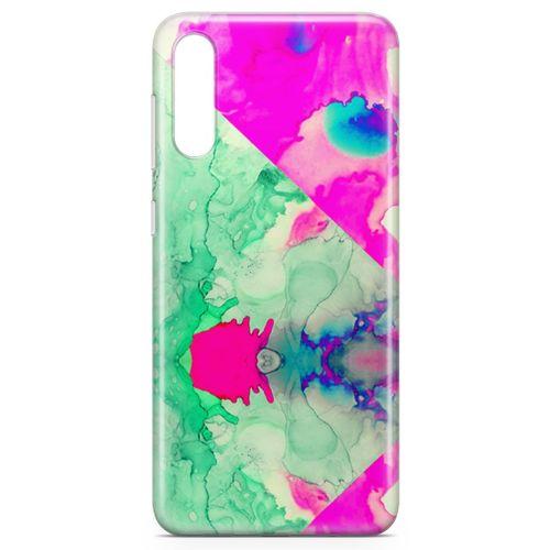 Samsung Galaxy A70s Kılıf Yeşil Pembe Mermer Arka Kapak Koruma Desenli Full Koruyucu