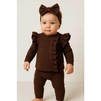 Orkide Büzgü Detaylı 3 Parça Kız Bebek Takımı %100 Pamuk