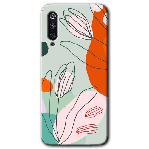 MRCİLETİSİM Xiaomi Mi 9 Kılıf HD Desen Baskılı Arka Kapak+Temperli Cam - Vektör Çiçekler