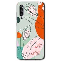 MRCİLETİSİM Xiaomi Mi 9 Kılıf HD Desen Baskılı Arka Kapak+Temperli Cam - Vektör Çiçekler