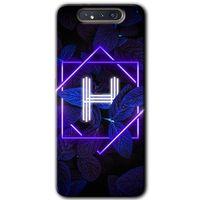 Potkal Hediye Fabrikası Samsung Galaxy A80 Kılıf HD Desen Baskılı Arka Kapak - Dark Neon Yaprak H Harfi