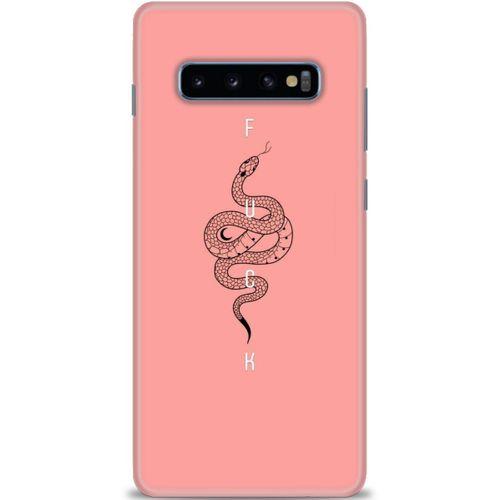 Samsung Galaxy S10 Plus Kılıf HD Baskılı Kılıf - Pembe Yılan + Tam Ekran Koruyucu