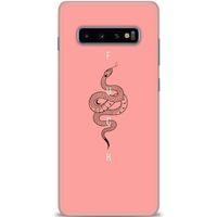 Samsung Galaxy S10 Plus Kılıf HD Baskılı Kılıf - Pembe Yılan + Tam Ekran Koruyucu