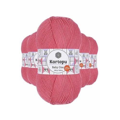 5 Adet Baby One Tüylenmeyen El Örgü İpi Yünü Şeker Pembe K244