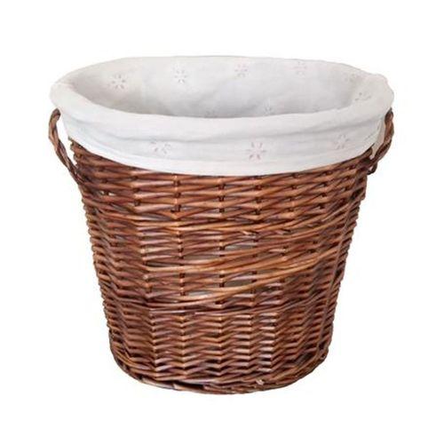 Hasır Sepet Oval Şekilli İçi Kumaşlı Kahverengi 36X36X26 Cm