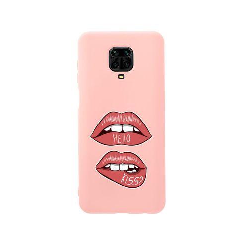 Xiaomi Redmi Note 9 Pro Hello Kiss Premium Silikonlu Pembe Telefon Kılıfı