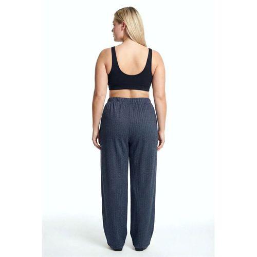 Kadın Lacivert Büyük Beden Cepli Pijama Altı Rahat Kesim Esnek Bel Günlük Ev Giyim Alt