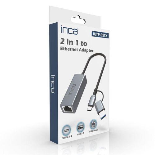 Inca Iutp-01tx Ethernet Adaptörü Usb Ve Type-cye Bağlantı Usb 3.0 Ve Type-c 3.1 Alüminyum 1000mbps