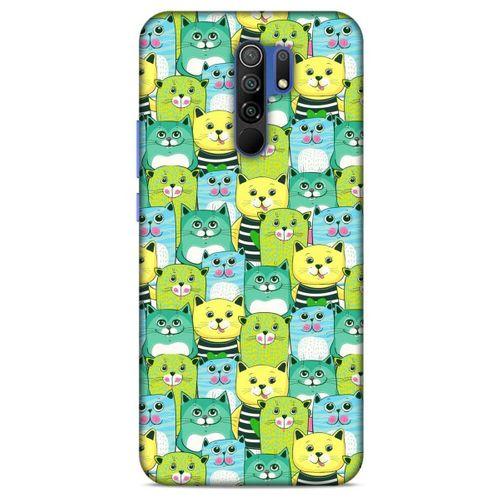 Lopard Xiaomi Redmi 9 Uyumlu Kılıf Kediler (37) Silicone Cover Mavi Sarı