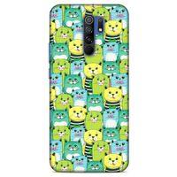 Lopard Xiaomi Redmi 9 Uyumlu Kılıf Kediler (37) Silicone Cover Mavi Sarı