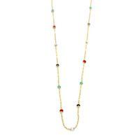 Renkli Boncuklu Zincir Kolye - Altın