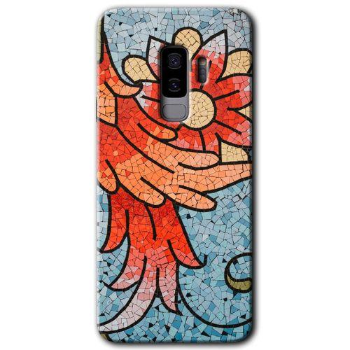 MRCİLETİSİM MRCİLETİSİM Samsung Galaxy S9 Plus Kılıf HD Desen Baskılı Arka Kapak + Temperli Cam - Mozaik Çiçek