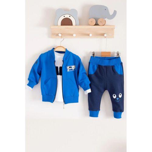 New Fashıon Hırkalı 3'lü % 100 Pamuk Erkek Bebek Takımı