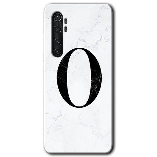 Xiaomi Mi Note 10 Lite Kılıf HD Desen Baskılı Arka Kapak - Beyaz Mermer Desenli O Harfi + Kırılmaz Cam