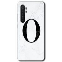 Xiaomi Mi Note 10 Lite Kılıf HD Desen Baskılı Arka Kapak - Beyaz Mermer Desenli O Harfi + Kırılmaz Cam