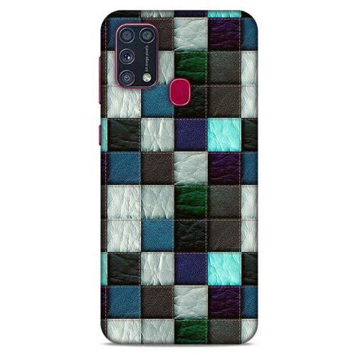 Samsung Galaxy M31 Kılıf Patchwork (46) Core Armor Kılıf Gri Cam Göbeği