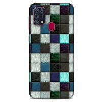 Samsung Galaxy M31 Kılıf Patchwork (46) Core Armor Kılıf Gri Cam Göbeği