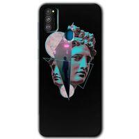 MRCİLETİSİM Samsung Galaxy M30s Kılıf Baskılı Kapak - Heykel + 5D Tam Kaplayan Cam