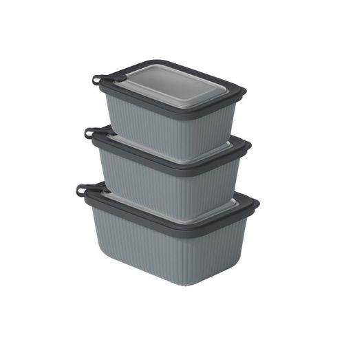 Plastik Saklama Kabı Seti - Mikrodalga Uyumlu Dikdörtgen (600/1100/1800 ml)