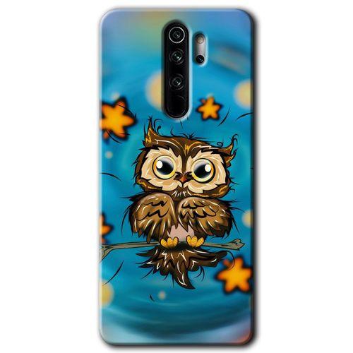 MRCİLETİSİM Xiaomi Redmi Note 8 Pro Kılıf Baskılı Kapak - Owl Bird Stars + 5D Tam Kaplayan Cam