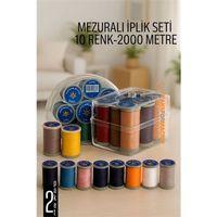 Zhltools Dikiş İpliği Seti - 10 Renk 2000 Mt Kutulu Mezuralı Dikiş Seti