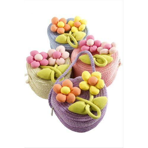 Çiçek Kalp Hasır Çanta