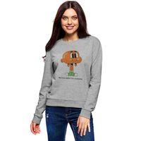 Gumball Biz Kısa Degiliz Siz Uzunsunuz Baskılı Gri Kadın Sweatshirt