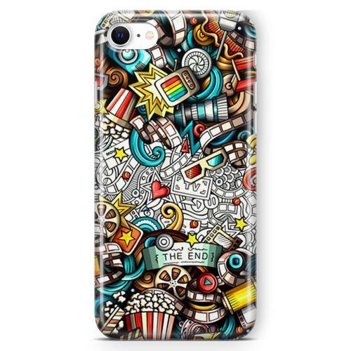Apple iPhone SE 2020 Kılıf Sinema Doodle Arka Kapak Koruma Desenli Full Koruyucu