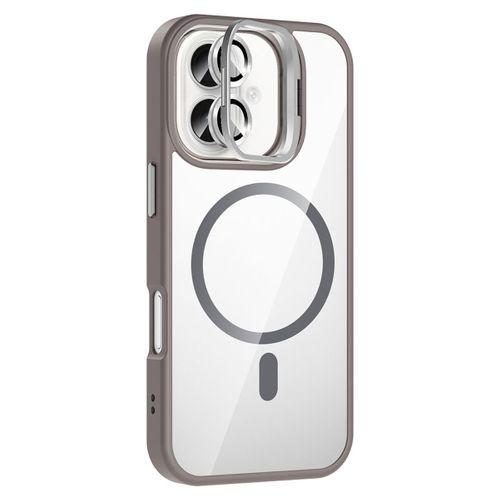 Apple iPhone 16 Kılıf Standlı ve Kamera Lens Hediyeli M-Safe Şarj Özellikli Zore Etro Kapak
