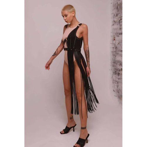 Püsküllü Deri Ceket Harness, Püsküllü Seksi Deri Harness - Brf1014