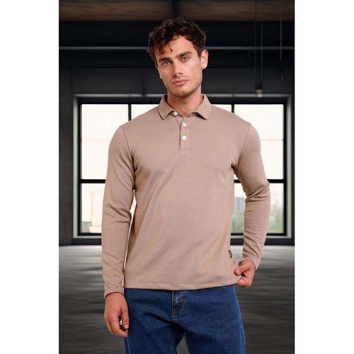 Ridley Regular Fit Doubleface Interlok Polo Yaka Erkek Sweatshirt - Bej