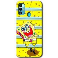 MRCİLETİSİM Tecno Spark 7T Kılıf HD Desen Baskılı Arka Kapak+Temperli Cam - Aşık Sünger Bob