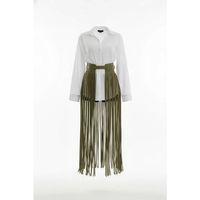 Haki Etek Tokalı Maksi Boy İp Detaylı Etek - Brf1003