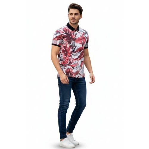 Erkek Yaprak Baskılı Polo Yaka Tişört BGL-ST00528