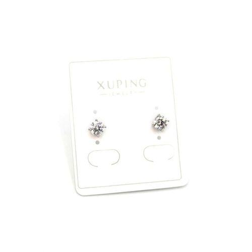 Orta Boy Tek Taş Küpe - Gümüş